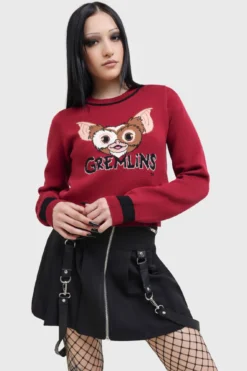 Killstar x Gremlins Bright Light! Cropped Knitted Sweater -Kill Star Store BRIGHT LIGHT BRIGHT LIGHT KNITTED SWEATER W D