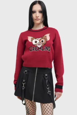 Killstar x Gremlins Bright Light! Cropped Knitted Sweater -Kill Star Store BRIGHT LIGHT BRIGHT LIGHT KNITTED SWEATER W E