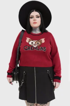 Killstar x Gremlins Bright Light! Cropped Knitted Sweater -Kill Star Store BRIGHT LIGHT BRIGHT LIGHT KNITTED SWEATER PLUS W B bc551b91 7d1e 43b4 abf4 2c4a62e5248f