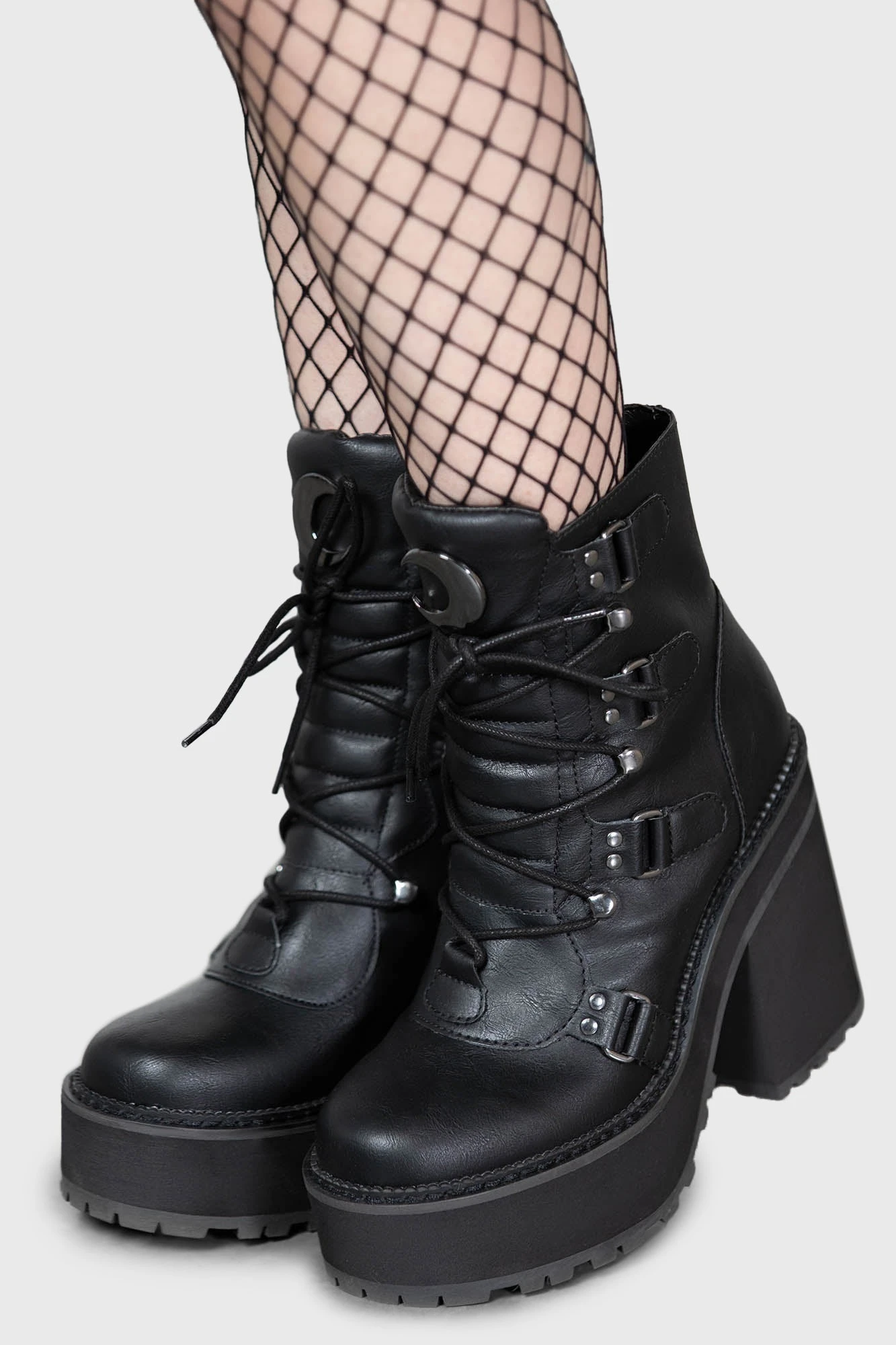 KILLSTAR Broom Rider Boots - Faux Leather & Moon Hardware 2 KILLSTAR Broom Rider Boots - Faux Leather & Moon Hardware - Image 2