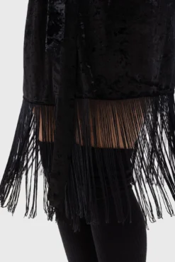 KILLSTAR Burnt Obsidian Crushed Velvet Robe with Fringe -Kill Star Store BURNTOBSIDIANROBE W E