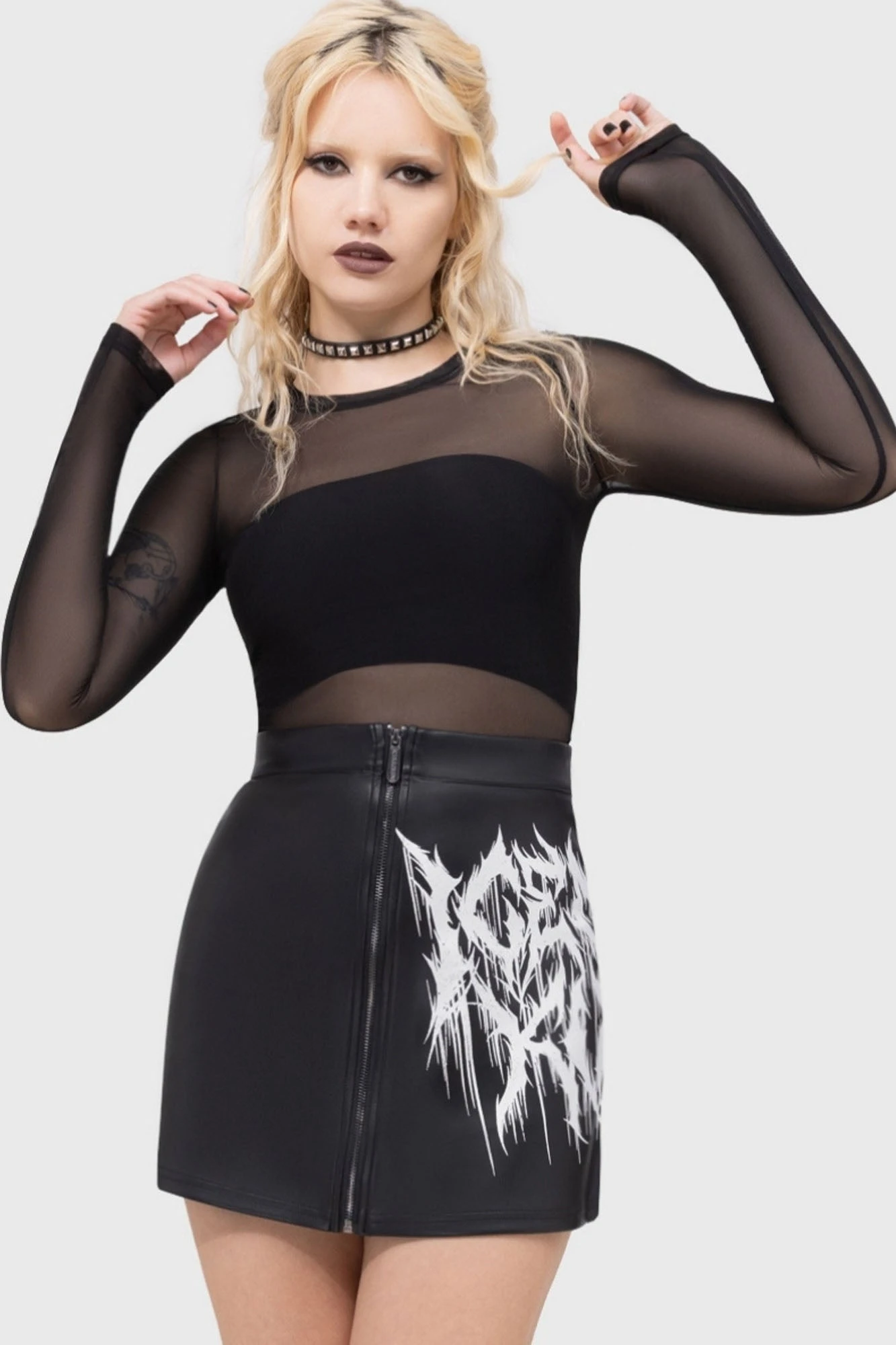 KILLSTAR Byte Mesh Top - Gothic Long Sleeve Alternative Shirt 3 KILLSTAR Byte Mesh Top - Gothic Long Sleeve Alternative Shirt - Image 3