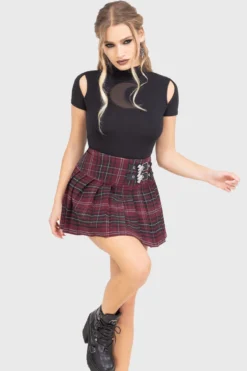 Bat Girl Skirt [BURGUNDY TARTAN] -Kill Star Store BatGirlSkirt BURGUNDYTARTAN Ccroptighter