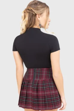 Bat Girl Skirt [BURGUNDY TARTAN] -Kill Star Store BatGirlSkirt BURGUNDYTARTAN E
