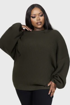 Belinda Sweater [KHAKI] -Kill Star Store Belinda Sweater KHAKI PLUS C