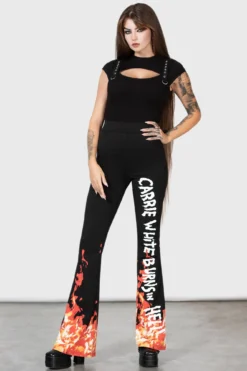 KILLSTAR Carrie Flame Print Bootcut Trousers