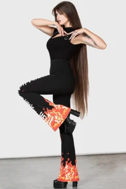 KILLSTAR Carrie Flame Print Bootcut Trousers -Kill Star Store CARRIE BOOTCUT TROUSERES W D