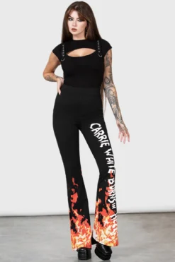 KILLSTAR Carrie Flame Print Bootcut Trousers -Kill Star Store CARRIE BOOTCUT TROUSERES W E