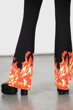 KILLSTAR Carrie Flame Print Bootcut Trousers -Kill Star Store CARRIE BOOTCUT TROUSERES W F