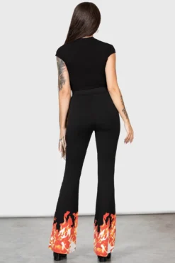 KILLSTAR Carrie Flame Print Bootcut Trousers -Kill Star Store CARRIE BOOTCUT TROUSERES W G