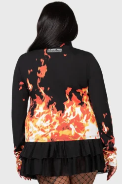 KILLSTAR x Carrie Long Sleeve Flame Print Top [Plus Size] -Kill Star Store CARRIE TO THE PROM TOP W PLUS G
