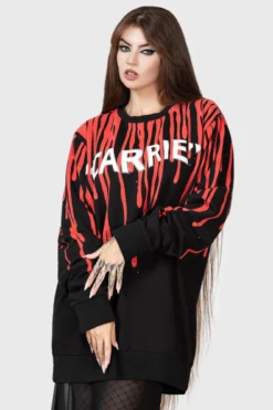 KILLSTAR x Carrie Licensed Sweatshirt - Carrie White Graphic Knit -Kill Star Store CARRIE WHITE SWEATSHIRT W C