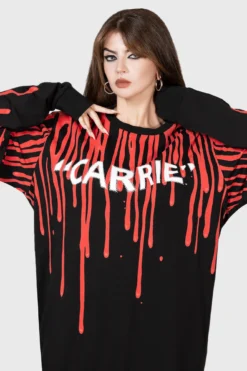 KILLSTAR x Carrie Licensed Sweatshirt - Carrie White Graphic Knit -Kill Star Store CARRIE WHITE SWEATSHIRT W E