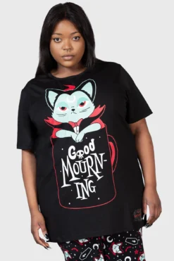 KILLSTAR Catnap 'Good Mourning' Plus Size Graphic T-Shirt
