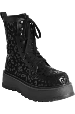KILLSTAR Catfight Boots: Black on Black Leopard Platform 7 KILLSTAR Catfight Boots: Black on Black Leopard Platform -Kill Star Store CATFIGHT BOOTS G
