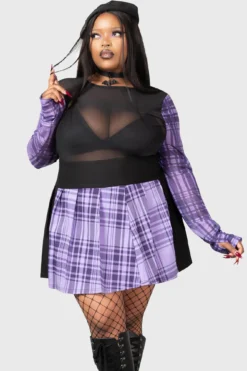 KILLSTAR Cattie Pleated Mini Skirt [Plus Size] -Kill Star Store CATTIE PLEATED SKIRT PLUS W D