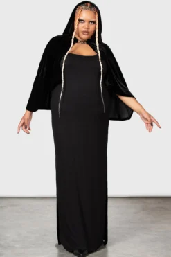 Killstar Caylley Plus Size Velour Statement Cloak with XL Hood -Kill Star Store CAYLLEY CLOAK PLUS W D