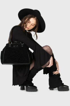 KIHILIST Ceaseless Night Velvet Spiderweb Handbag -Kill Star Store CEASELESS NIGHT bag f