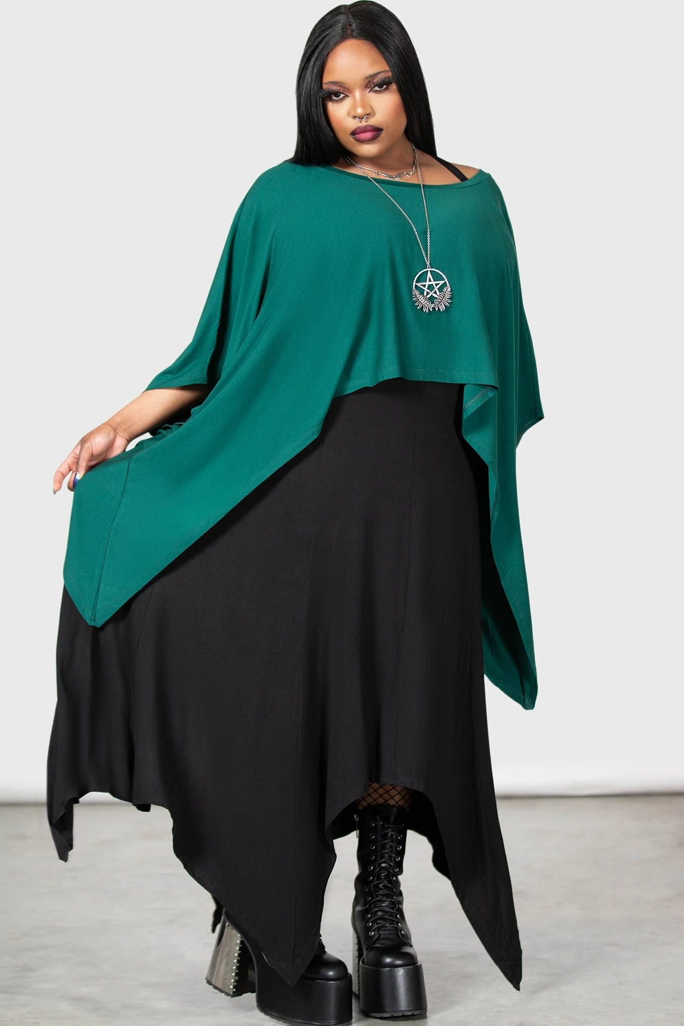 Killstar Celestial Bodies Teal Plus Size Cropped Top 2 Killstar Celestial Bodies Teal Plus Size Cropped Top - Image 2