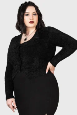 KILLSTAR Chiroptera Cardigan [PLUS] - Cropped Gothic Knitwear -Kill Star Store CHIROPTERA CARDIGAN PLUS W D