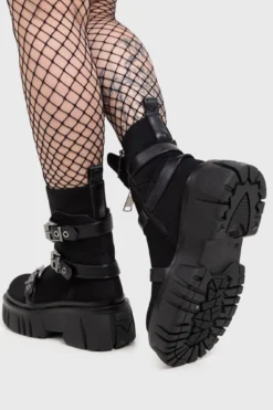 Killstar Coffin Combat Boots - Gothic Platform Buckle Shoes -Kill Star Store COFFIN COMBAT BOOTS W F