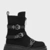 Killstar Coffin Combat Boots - Gothic Platform Buckle Shoes