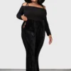 KILLSTAR Collect Your Wits Plus Size Embroidered Pumpkin Velour Flares