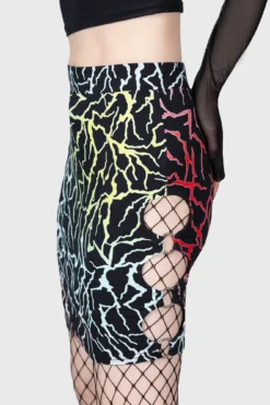 KILLSTAR Connexion Rainbow Lightning Cut-Out Mini Skirt