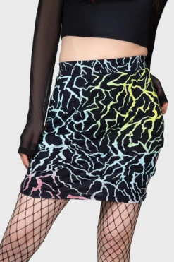 KILLSTAR Connexion Rainbow Lightning Cut-Out Mini Skirt -Kill Star Store CONNEXION CUTOUT SKIRT W E