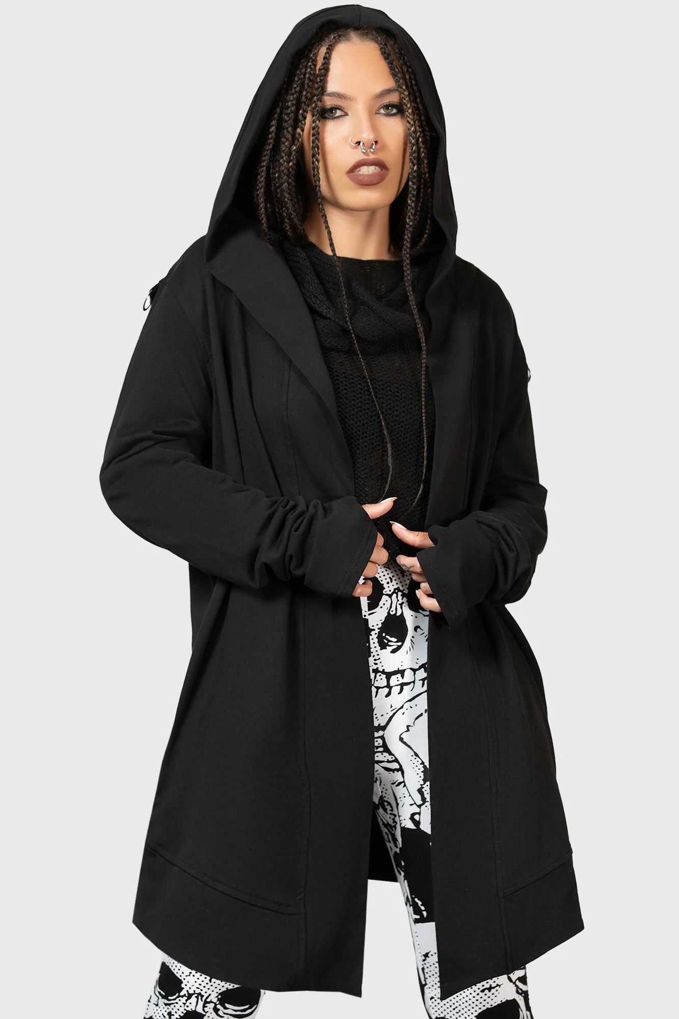 KILLSTAR Corentine Cardigan - Hooded Open-Front Unisex Wrap 1 KILLSTAR Corentine Cardigan - Hooded Open-Front Unisex Wrap
