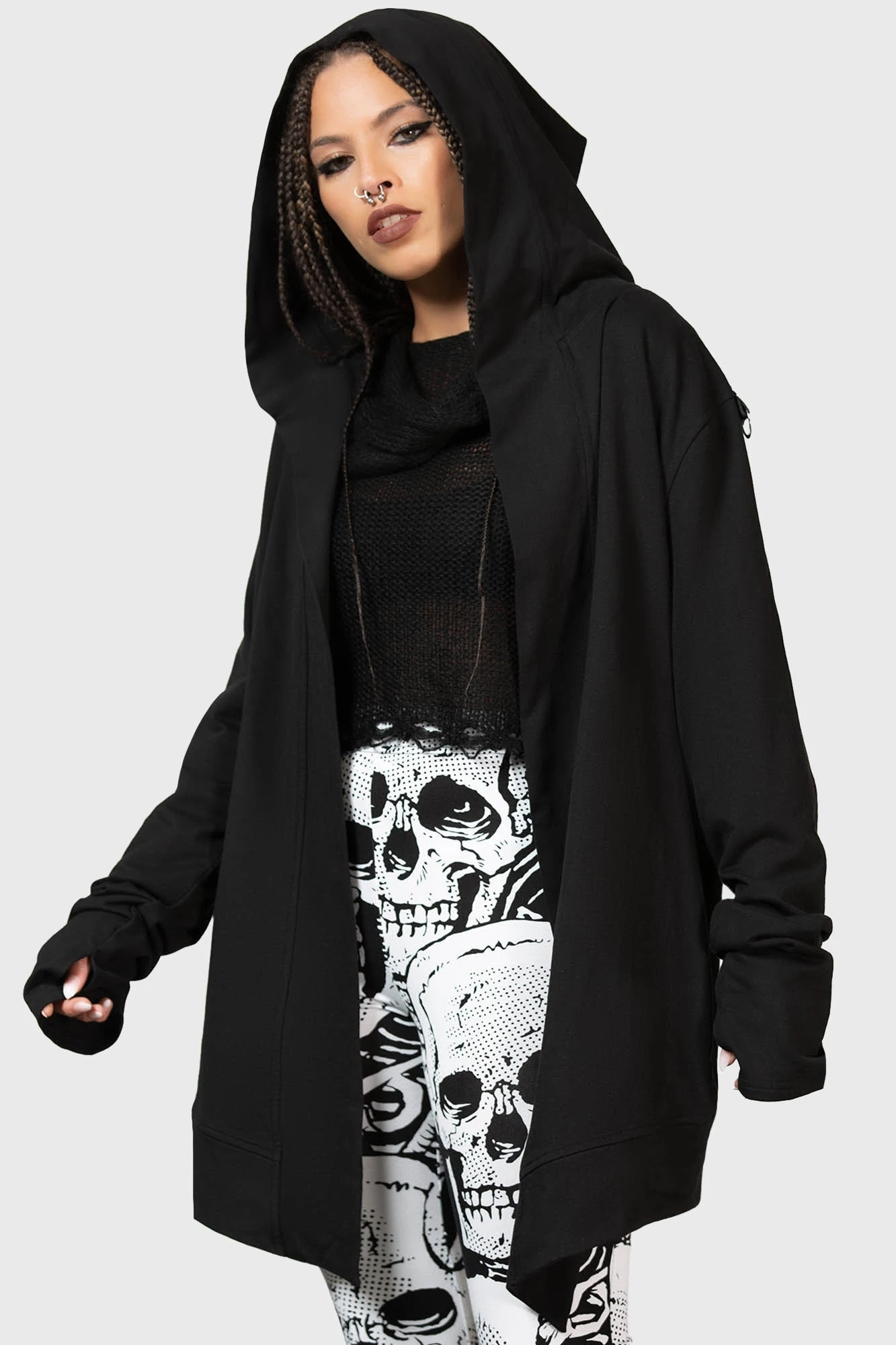 KILLSTAR Corentine Cardigan - Hooded Open-Front Unisex Wrap 6 KILLSTAR Corentine Cardigan - Hooded Open-Front Unisex Wrap - Image 6