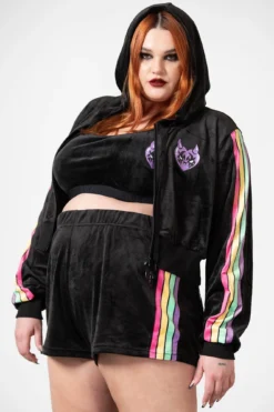 Killstar Coven Chill Velour Plus Size Cropped Hoodie