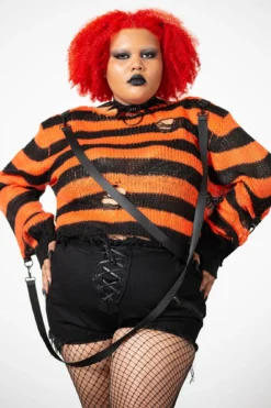 KILLSTAR Creep N' Sleep Knit Sweater - Plus Size Distressed Cropped Top
