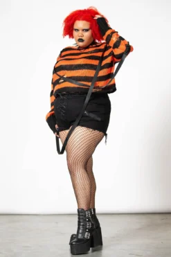 KILLSTAR Creep N' Sleep Knit Sweater - Plus Size Distressed Cropped Top -Kill Star Store CREEP N SLEEP KNIT SWEATER PLUS W D