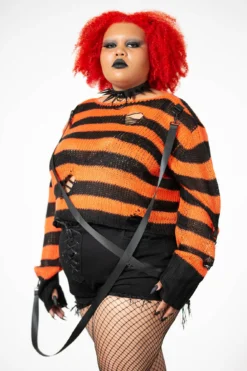 KILLSTAR Creep N' Sleep Knit Sweater - Plus Size Distressed Cropped Top -Kill Star Store CREEP N SLEEP KNIT SWEATER PLUS W E