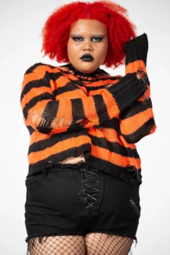 KILLSTAR Creep N' Sleep Knit Sweater - Plus Size Distressed Cropped Top -Kill Star Store CREEP N SLEEP KNIT SWEATER PLUS W F