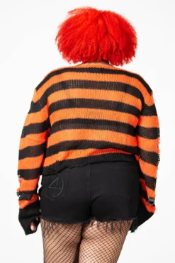 KILLSTAR Creep N' Sleep Knit Sweater - Plus Size Distressed Cropped Top -Kill Star Store CREEP N SLEEP KNIT SWEATER PLUS W G