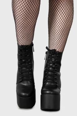 KILLSTAR Crescent Boots - Faux Leather Platform Wedge -Kill Star Store CRESCENT BOOTS W E