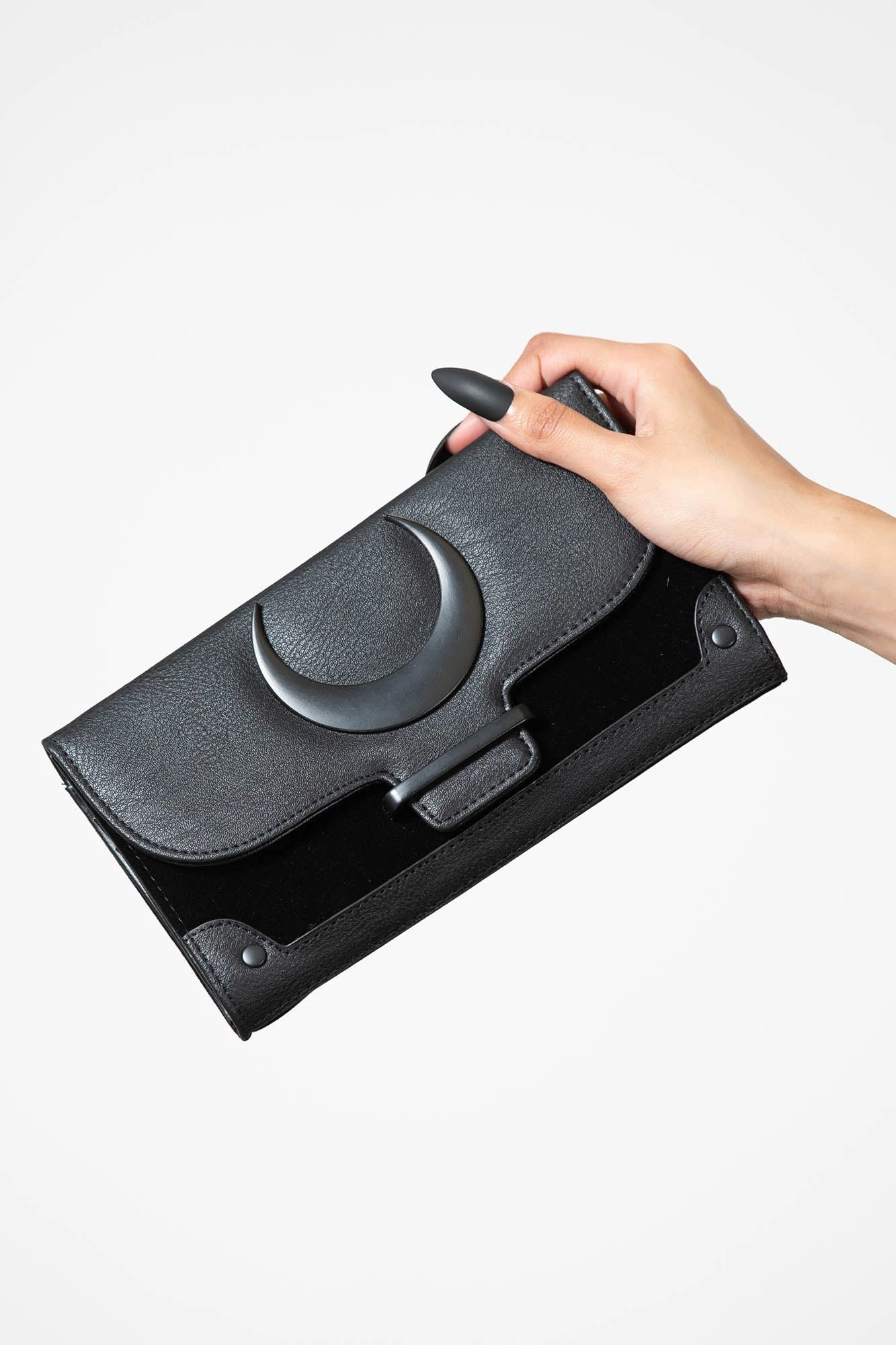 Killstar Cycles Large Wallet - Gothic Crescent Moon Faux Leather Purse 2 Killstar Cycles Large Wallet - Gothic Crescent Moon Faux Leather Purse - Image 2