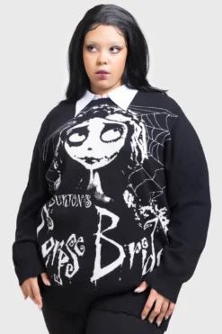 Killstar x Corpse Bride Distressed Graphic Knit Sweater -Kill Star Store CorpseBrideDistressedSweater plus 1 c3f2b503 e85b 4b12 b5a5 0ac3e125f11c