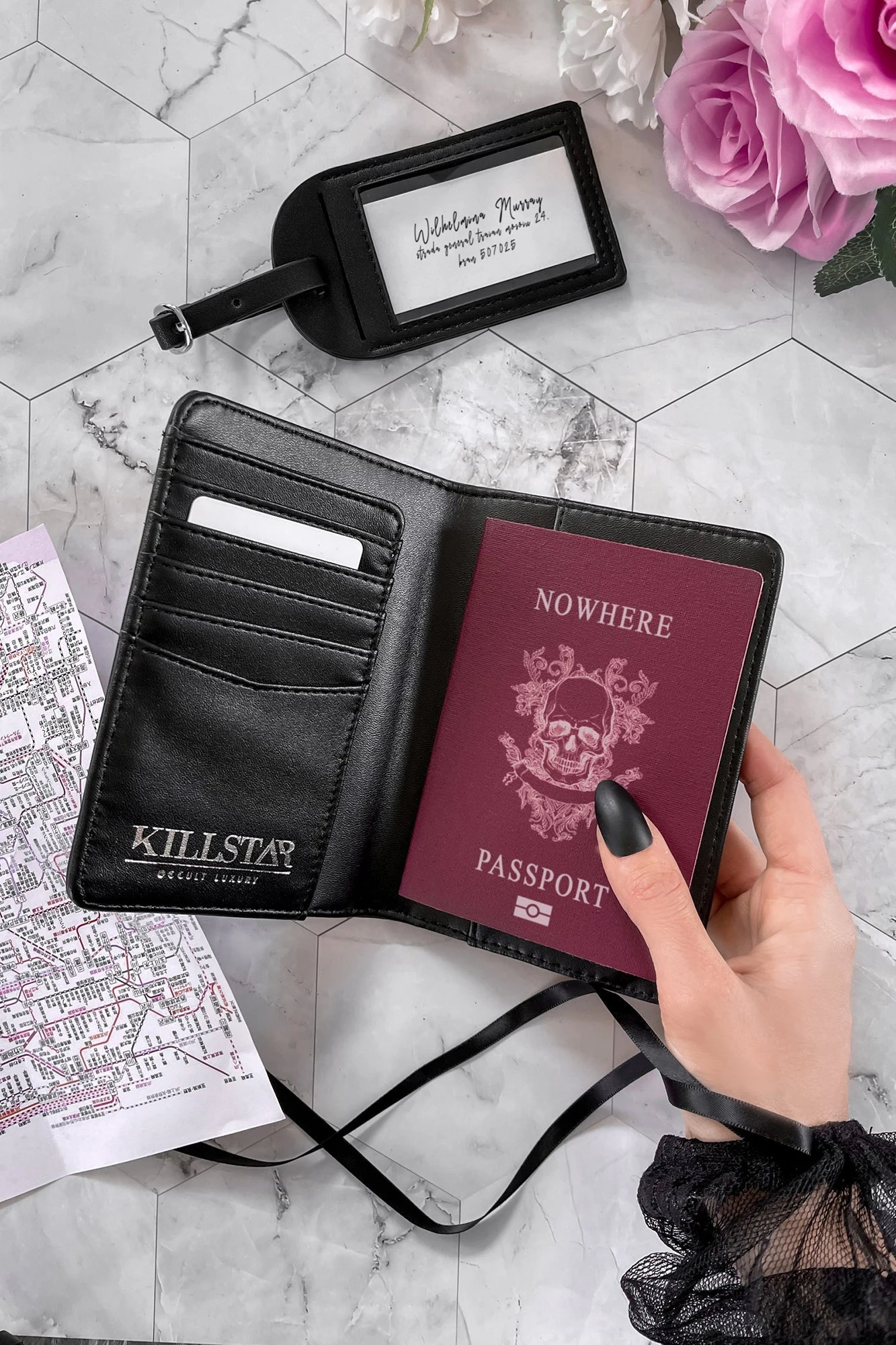 KILLSTAR Danse Macabre Travel Set - Gothic Document Holder & Luggage Tag 2 KILLSTAR Danse Macabre Travel Set - Gothic Document Holder & Luggage Tag - Image 2