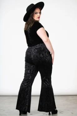 KILLSTAR Dark Dynasty Velvet Flares [Plus Size] -Kill Star Store DARK DYNASTY FLARES PLUS W D