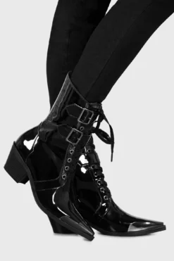 KILLSTAR Dark Sin Patent Buckle Boots -Kill Star Store DARK SIN BOOTS W B