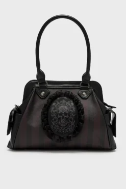 KILLSTAR Darkmoor Academy Handbag - Striped Gothic Ruffle Satchel