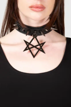 Killstar Darkstar Choker - Gothic Spiked Hexagram Necklace -Kill Star Store DARKSTAR CHOKER W D