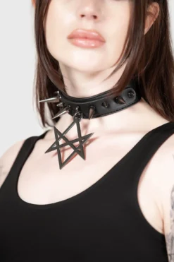 Killstar Darkstar Choker - Gothic Spiked Hexagram Necklace -Kill Star Store DARKSTAR CHOKER W E