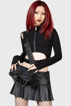 KILLSTAR Darkwave Shoulder Bag - Gothic Textured PU Handbag 10 KILLSTAR Darkwave Shoulder Bag - Gothic Textured PU Handbag -Kill Star Store DARKWAVE SHOULDER BAG W D