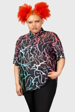 KILLSTAR Dawn Light Rainbow Lightning Mesh Plus Size Shirt