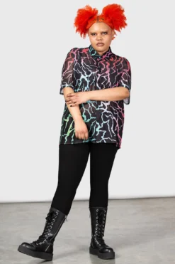 KILLSTAR Dawn Light Rainbow Lightning Mesh Plus Size Shirt -Kill Star Store DAWN LIGHT SHIRT PLUS W E