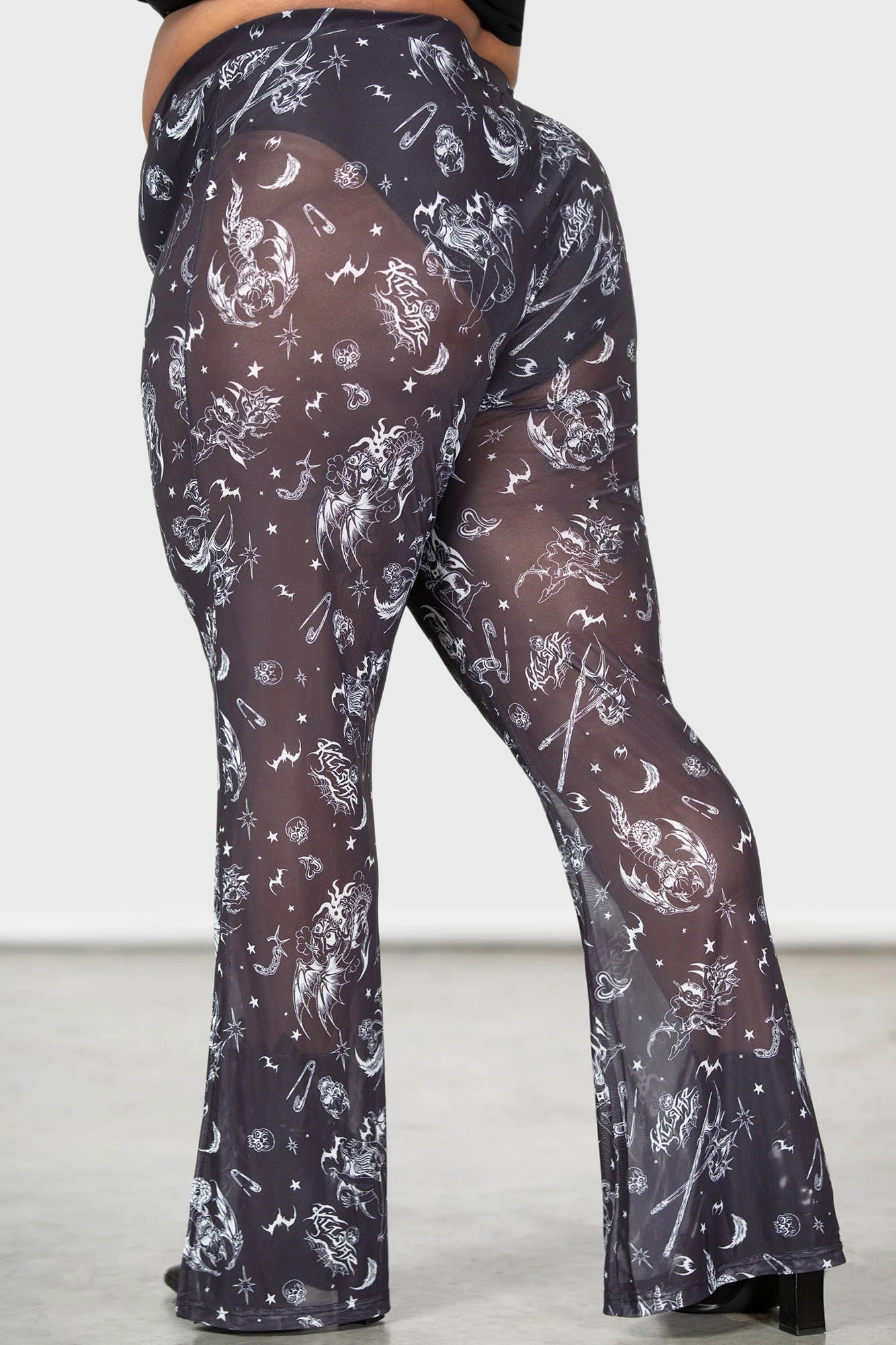 KILLSTAR Dazed Skull Plus Size Mesh Flares 4 KILLSTAR Dazed Skull Plus Size Mesh Flares - Image 4